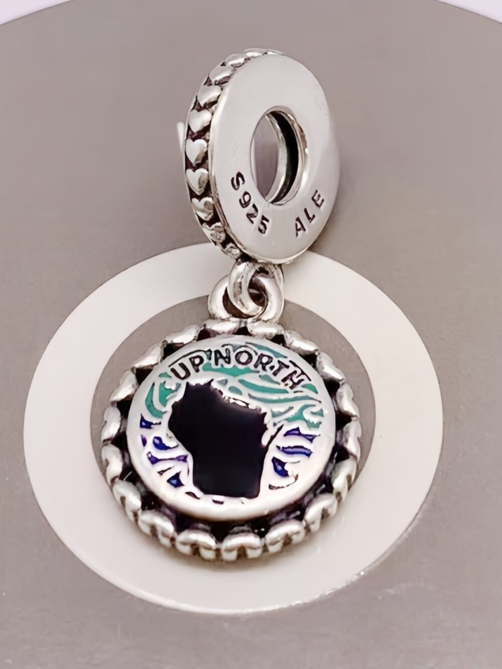 Michigan Genuine PANDORA Up North WJ Silver Dangle Charm